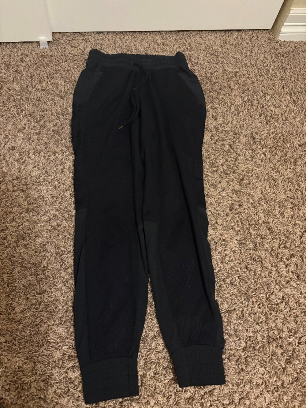 Athleta Mixed Media Patterned Jogger Tech Pants XXS Xtra Xtra Small Black Pocket